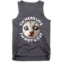 Funny Zoom Lawyer Cat Meme I'm Here Live I'm Not A Cat Tank Top