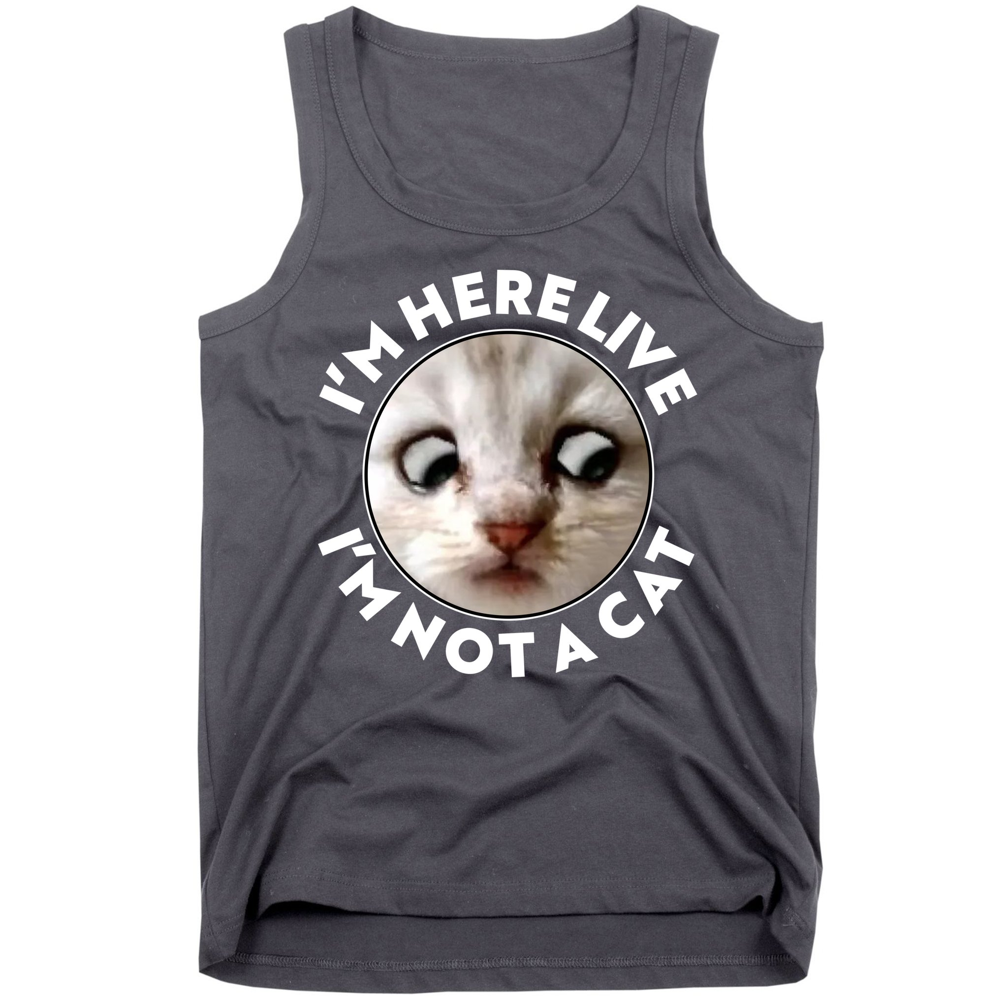 Funny Zoom Lawyer Cat Meme I'm Here Live I'm Not A Cat Tank Top