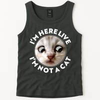 Funny Zoom Lawyer Cat Meme I'm Here Live I'm Not A Cat Tank Top