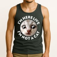 Funny Zoom Lawyer Cat Meme I'm Here Live I'm Not A Cat Tank Top