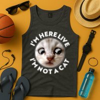 Funny Zoom Lawyer Cat Meme I'm Here Live I'm Not A Cat Tank Top