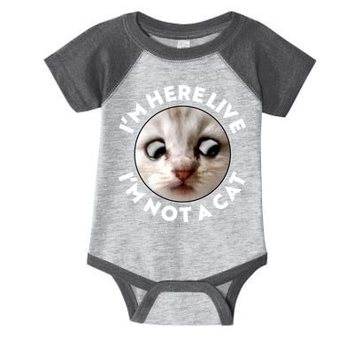 Funny Zoom Lawyer Cat Meme I'm Here Live I'm Not A Cat Infant Baby Jersey Bodysuit