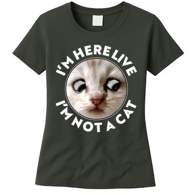 Funny Zoom Lawyer Cat Meme I'm Here Live I'm Not A Cat Womens T-Shirt