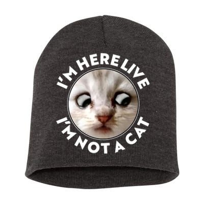 Funny Zoom Lawyer Cat Meme I'm Here Live I'm Not A Cat Short Acrylic Beanie