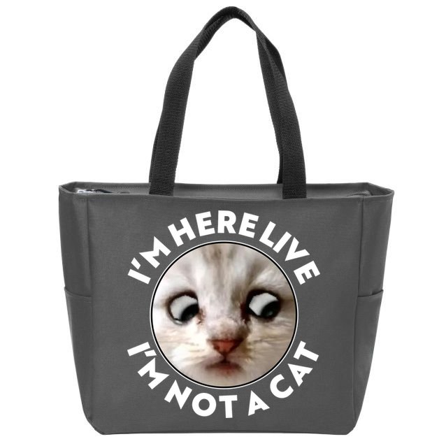 Funny Zoom Lawyer Cat Meme I'm Here Live I'm Not A Cat Zip Tote Bag