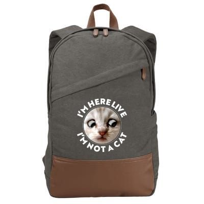 Funny Zoom Lawyer Cat Meme I'm Here Live I'm Not A Cat Cotton Canvas Backpack