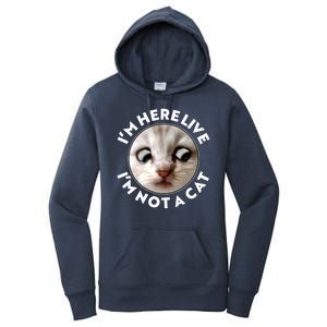 Funny Zoom Lawyer Cat Meme I'm Here Live I'm Not A Cat Women's Pullover Hoodie