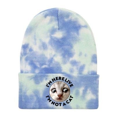 Funny Zoom Lawyer Cat Meme I'm Here Live I'm Not A Cat Tie Dye 12in Knit Beanie