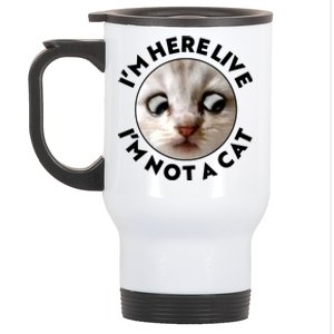 Funny Zoom Lawyer Cat Meme I'm Here Live I'm Not A Cat Stainless Steel Travel Mug