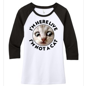 Funny Zoom Lawyer Cat Meme I'm Here Live I'm Not A Cat Women's Tri-Blend 3/4-Sleeve Raglan Shirt