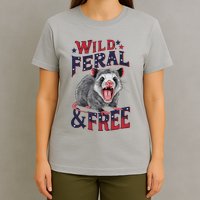 Funny Unhinged Opossum Wild Feral & Free Possum 4th Of July T-Shirt