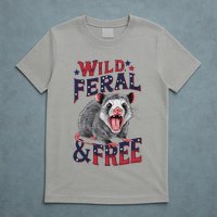 Funny Unhinged Opossum Wild Feral & Free Possum 4th Of July T-Shirt
