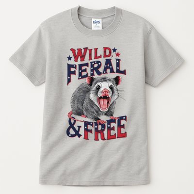 Funny Unhinged Opossum Wild Feral & Free Possum 4th Of July Tall T-Shirt
