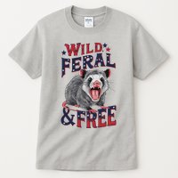 Funny Unhinged Opossum Wild Feral & Free Possum 4th Of July Tall T-Shirt