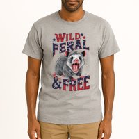 Funny Unhinged Opossum Wild Feral & Free Possum 4th Of July Tall T-Shirt
