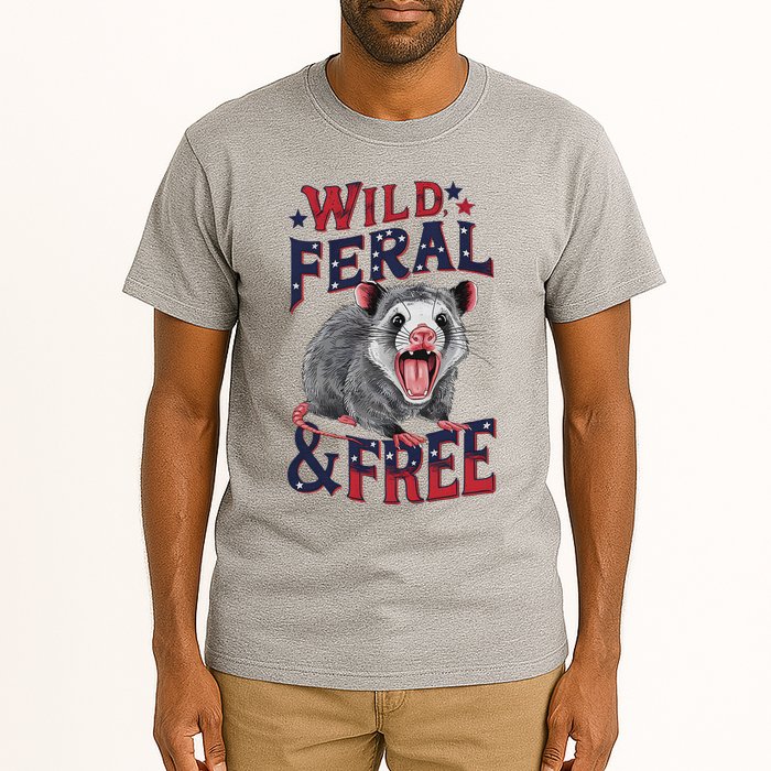 Funny Unhinged Opossum Wild Feral & Free Possum 4th Of July Tall T-Shirt