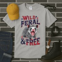 Funny Unhinged Opossum Wild Feral & Free Possum 4th Of July Tall T-Shirt