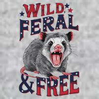 Funny Unhinged Opossum Wild Feral & Free Possum 4th Of July Tall T-Shirt