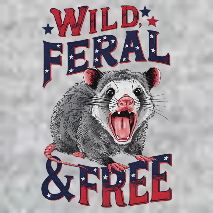 Funny Unhinged Opossum Wild Feral & Free Possum 4th Of July Tall T-Shirt