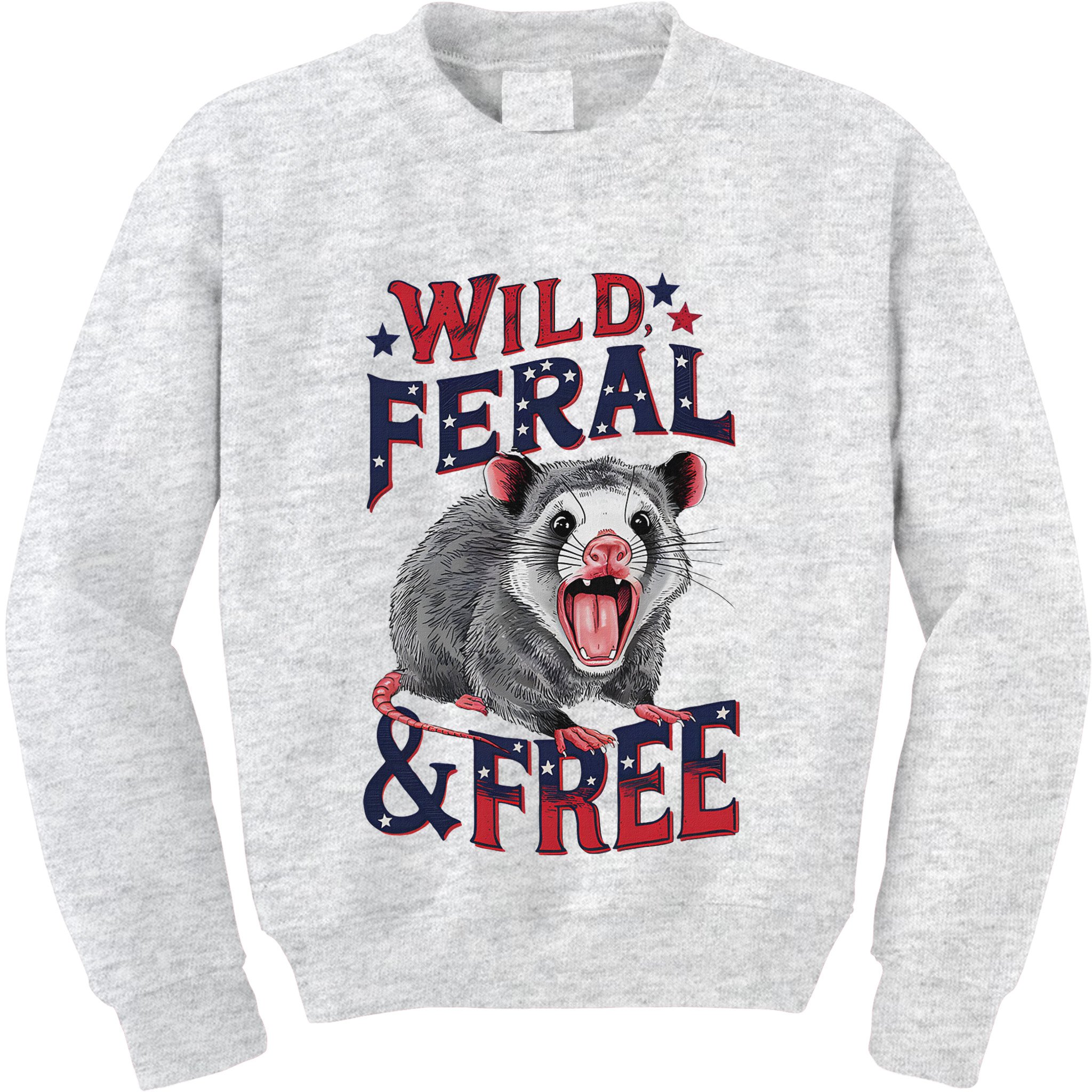 Funny Unhinged Opossum Wild Feral & Free Possum 4th Of July Kids Sweatshirt
