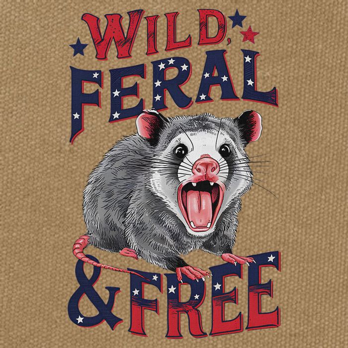 Funny Unhinged Opossum Wild Feral & Free Possum 4th Of July Cotton Canvas Backpack