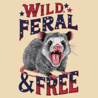 Funny Unhinged Opossum Wild Feral & Free Possum 4th Of July Drawstring Bag