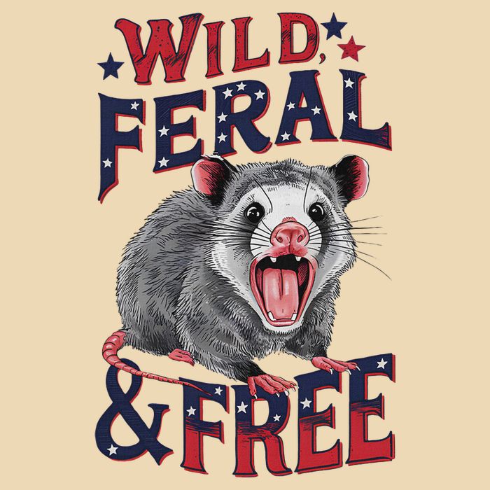 Funny Unhinged Opossum Wild Feral & Free Possum 4th Of July Drawstring Bag