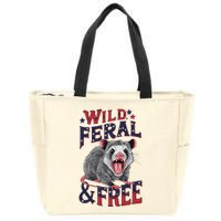 Funny Unhinged Opossum Wild Feral & Free Possum 4th Of July Zip Tote Bag