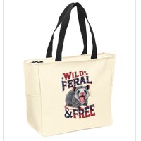 Funny Unhinged Opossum Wild Feral & Free Possum 4th Of July Zip Tote Bag