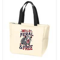 Funny Unhinged Opossum Wild Feral & Free Possum 4th Of July Zip Tote Bag
