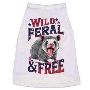 Funny Unhinged Opossum Wild Feral & Free Possum 4th Of July Doggie Tank