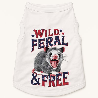 Funny Unhinged Opossum Wild Feral & Free Possum 4th Of July Doggie Tank