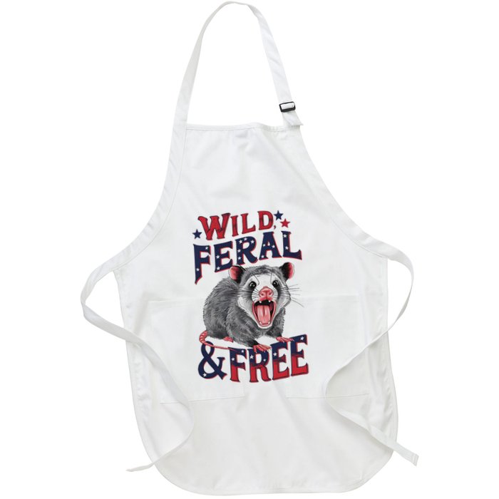 Funny Unhinged Opossum Wild Feral & Free Possum 4th Of July Apron