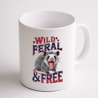 Funny Unhinged Opossum Wild Feral & Free Possum 4th Of July Mug