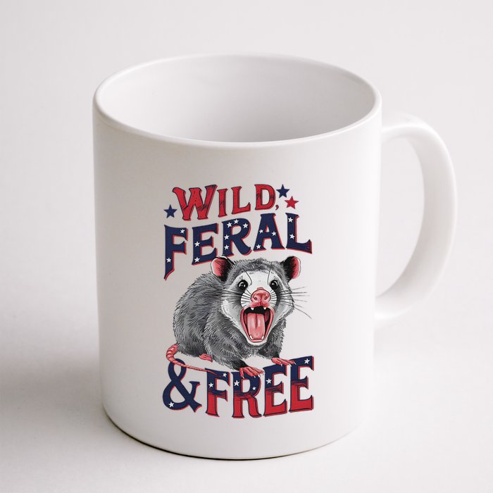 Funny Unhinged Opossum Wild Feral & Free Possum 4th Of July Mug