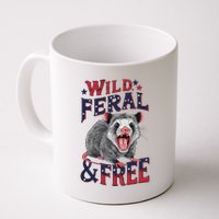 Funny Unhinged Opossum Wild Feral & Free Possum 4th Of July Mug