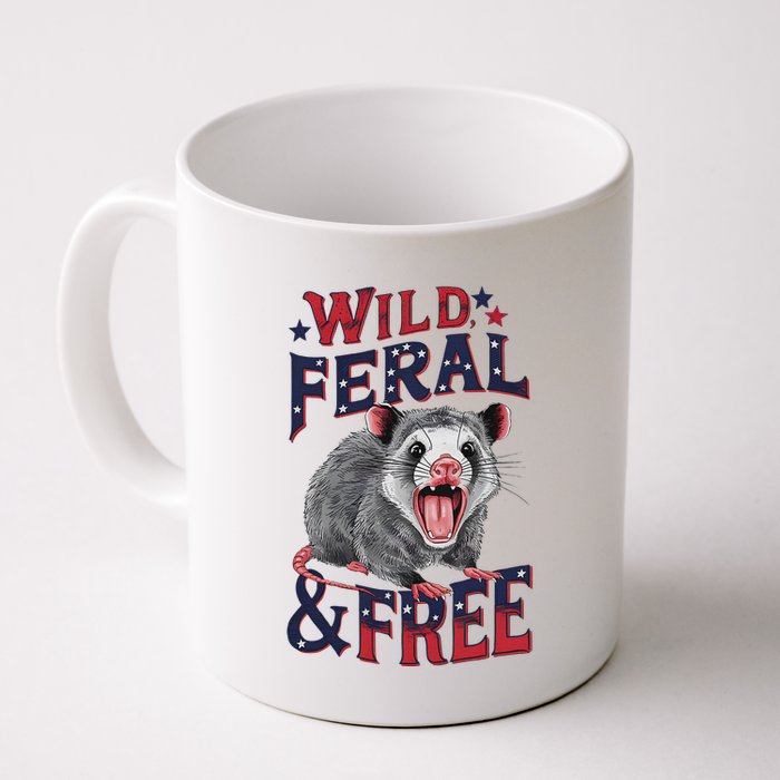Funny Unhinged Opossum Wild Feral & Free Possum 4th Of July Mug