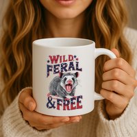 Funny Unhinged Opossum Wild Feral & Free Possum 4th Of July Mug