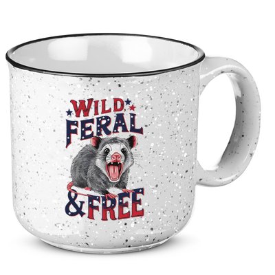 Funny Unhinged Opossum Wild Feral & Free Possum 4th Of July 15oz Campfire Ceramic Mug