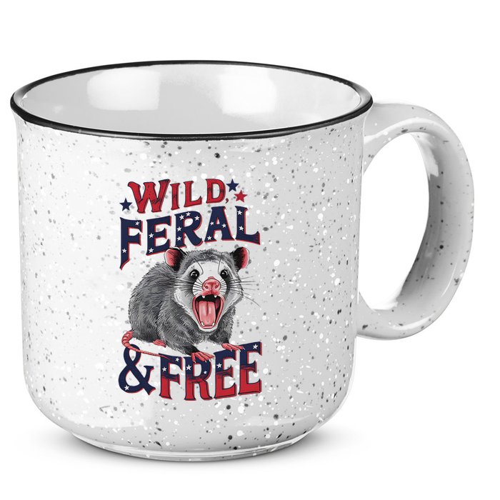 Funny Unhinged Opossum Wild Feral & Free Possum 4th Of July 15oz Campfire Ceramic Mug