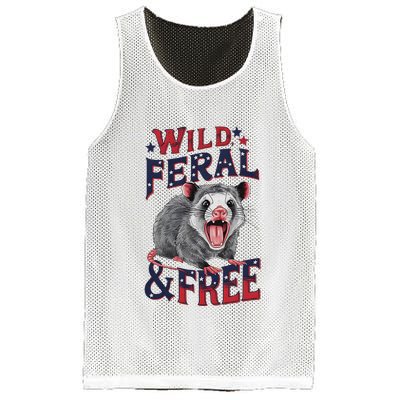 Funny Unhinged Opossum Wild Feral & Free Possum 4th Of July Mesh Reversible Basketball Jersey Tank