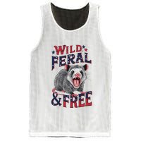 Funny Unhinged Opossum Wild Feral & Free Possum 4th Of July Mesh Reversible Basketball Jersey Tank