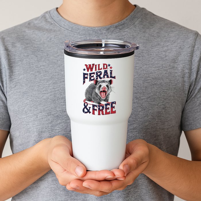 Funny Unhinged Opossum Wild Feral & Free Possum 4th Of July Tumbler