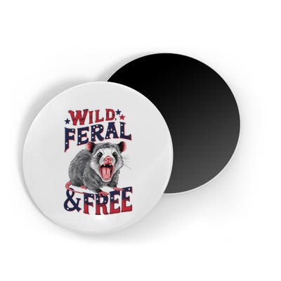 Funny Unhinged Opossum Wild Feral & Free Possum 4th Of July Magnet