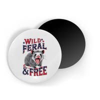 Funny Unhinged Opossum Wild Feral & Free Possum 4th Of July Magnet