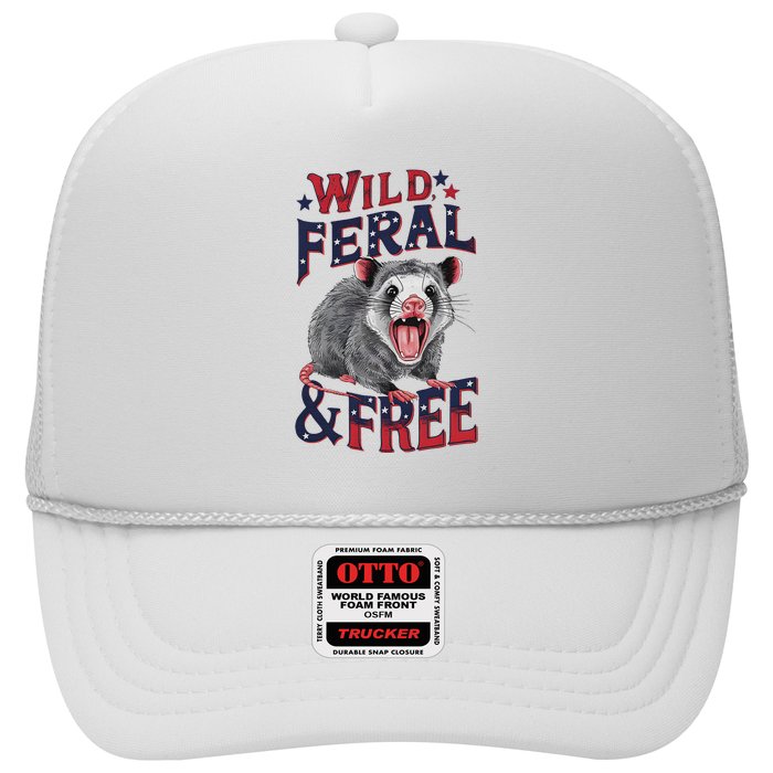 Funny Unhinged Opossum Wild Feral & Free Possum 4th Of July Hat