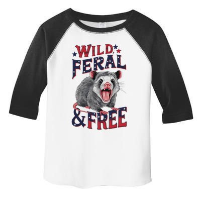Funny Unhinged Opossum Wild Feral & Free Possum 4th Of July Toddler Fine Jersey T-Shirt