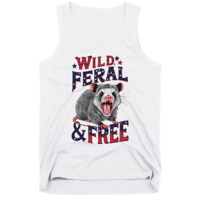 Funny Unhinged Opossum Wild Feral & Free Possum 4th Of July Tank Top