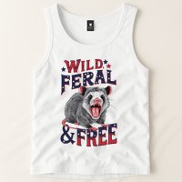 Funny Unhinged Opossum Wild Feral & Free Possum 4th Of July Tank Top