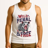 Funny Unhinged Opossum Wild Feral & Free Possum 4th Of July Tank Top